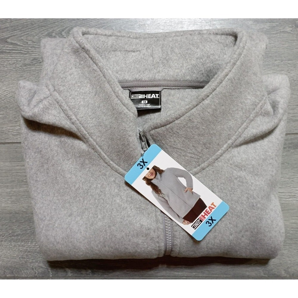 32 Degrees Heat Jacket Adult 3XL Gray Brushed Faux Wool Athletic Womens